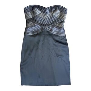 BCBGMAXAZIRIA satin bandage strapless dress in smoke combo Size 6